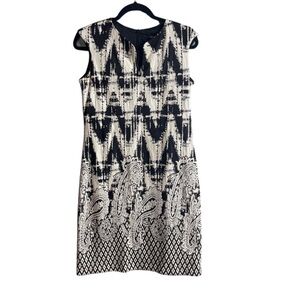 Lo’ Fassi black and white zigzag and paisley/diamond print dress 11/34